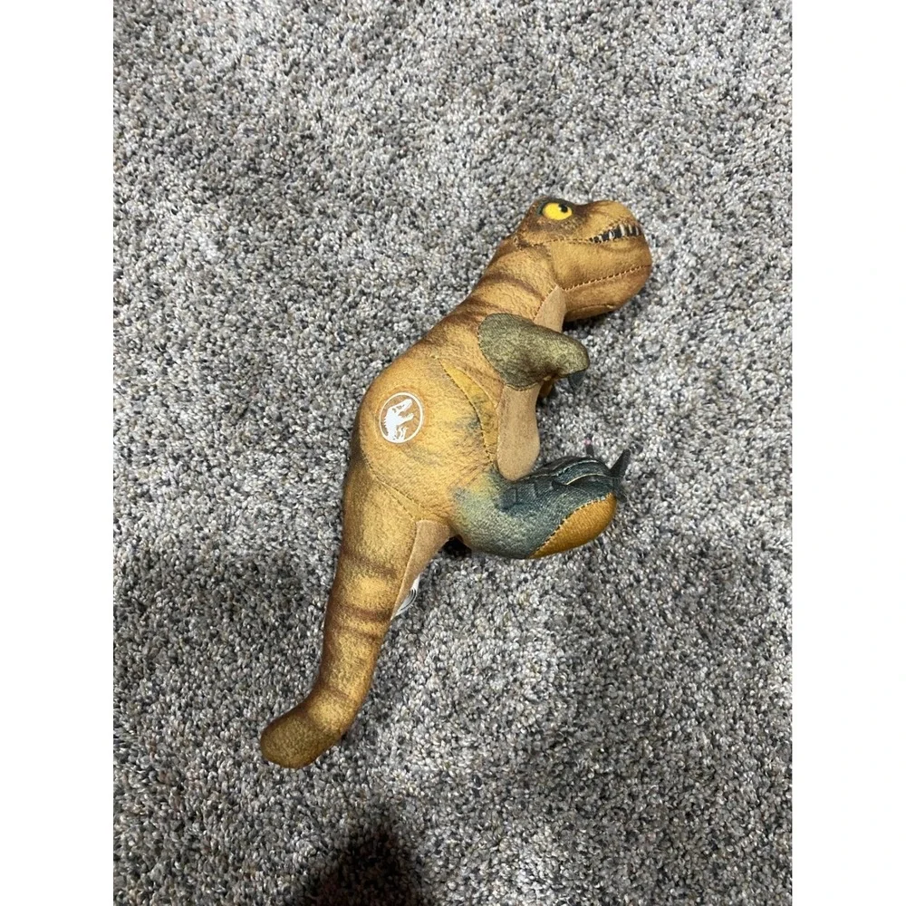 Jurassic World T-Rex Plush Toy Factory Brown Tan Dinosaur Stuffed Animal Logo